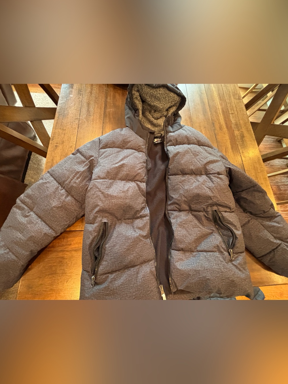 Xersion Boys Dark Gray Quilted Hooded Jacket